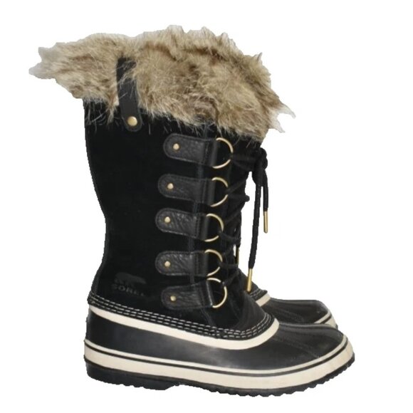 $270 SOREL JOAN OF ARTIC BOOT WATERPROOF SNOW COLD WINTER FUR BLACK 8.5 (MG18) - Picture 2 of 7